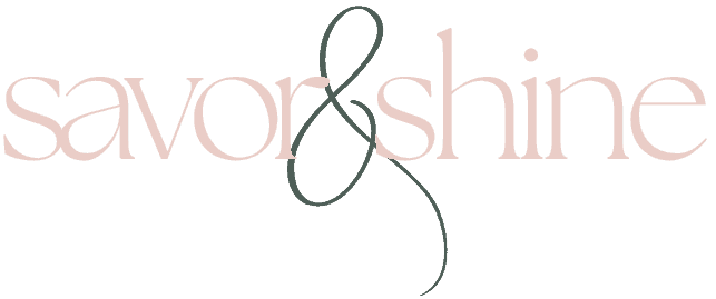 A colorful horizontal SHINE logo featuring the words "savor & shine" with a stylized ampersand, repr.