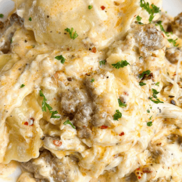 Sausage Ravioli with Alfredo Sauce