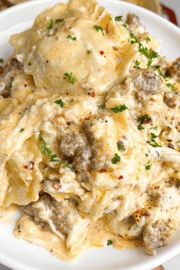 Sausage Ravioli with Alfredo Sauce