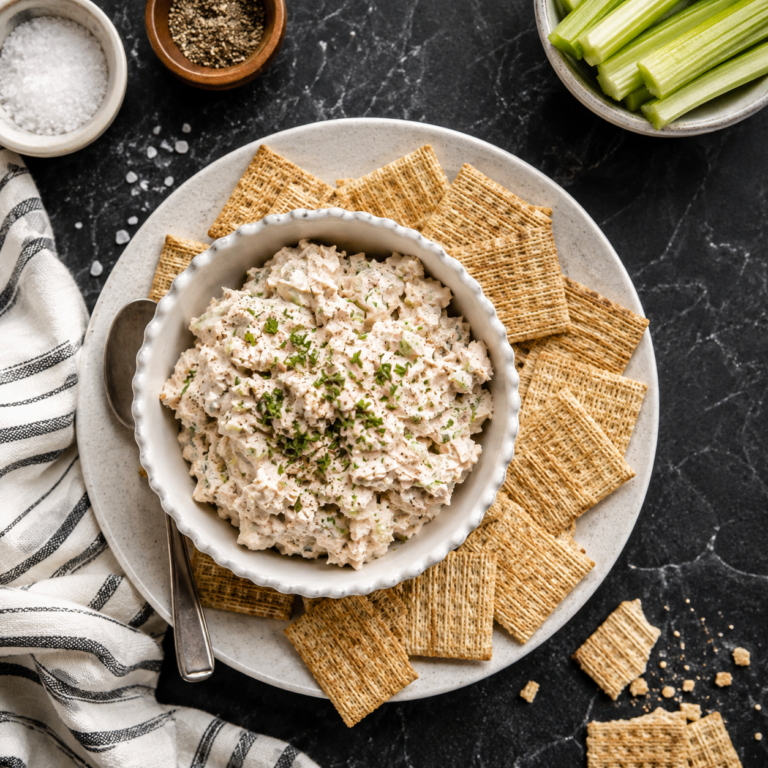 Classic tuna salad with jalapeño, dill relish, cheddar cheese, onion and fresh cilantro served with crackers